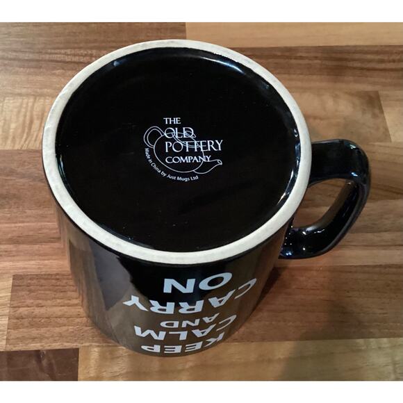 Black Oversized Mug Keep Calm and Carry On The Old Pottery Company 4.5” - Picture 10 of 10